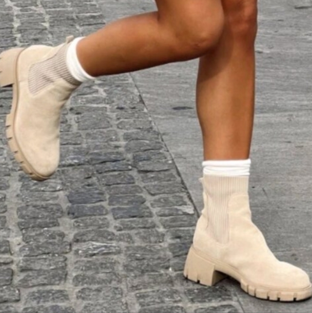 Steve Madden Tan Suede Platform Ankle Boots Size 4 Big Girls